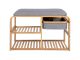 Ławka Dure w drawer bamboo w grey fabric Leitmotiv