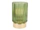 Votive LED Ribbed glass dark zielony PT