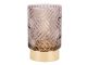 Votive LED Zig Zag glass amber brown PT