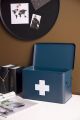 Medicine storage box large metal matt dark blue Present Time