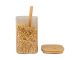 Canister Square glass medium sand brown w. spoon